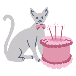 Birthday cat flat cake PNG Design Transparent PNG