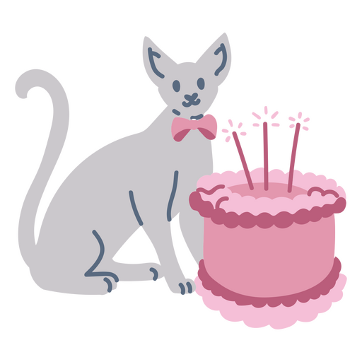 Birthday Cat Flat Cake PNG & SVG Design For T-Shirts