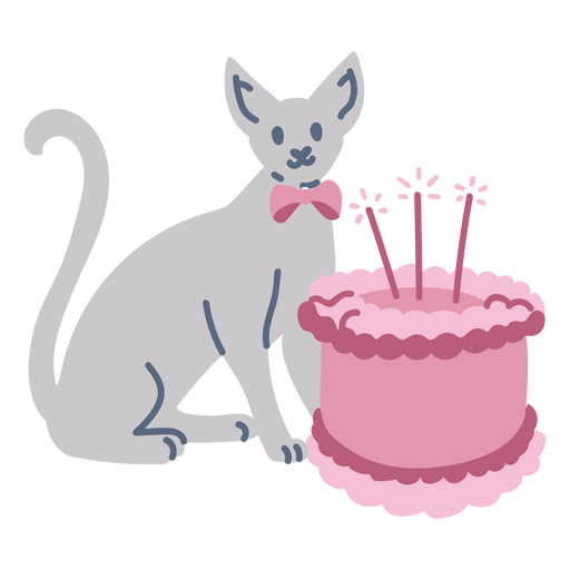 Bolo plano de gato de aniversário Desenho PNG