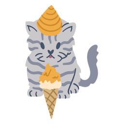 Sorvete plano de gato de aniversário Desenho PNG