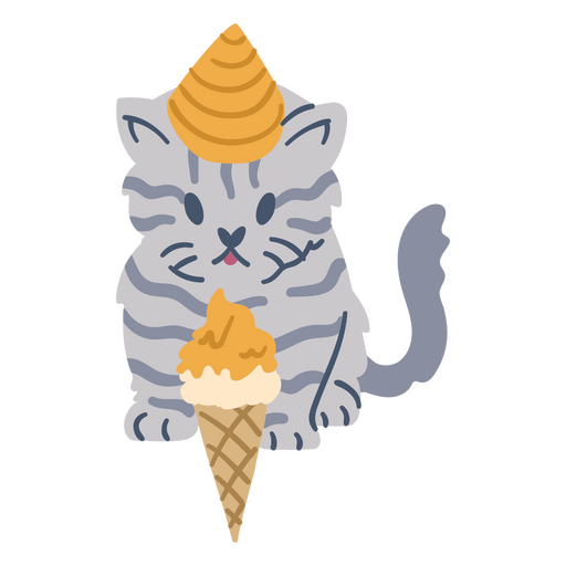 Helado plano de gato de cumplea?os Diseño PNG