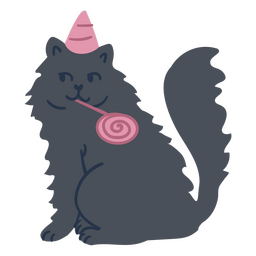 Birthday cat flat lollipop PNG Design Transparent PNG