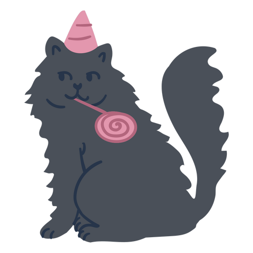 Birthday cat flat lollipop PNG Design