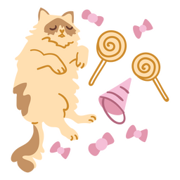 Birthday cat flat candies PNG Design Transparent PNG