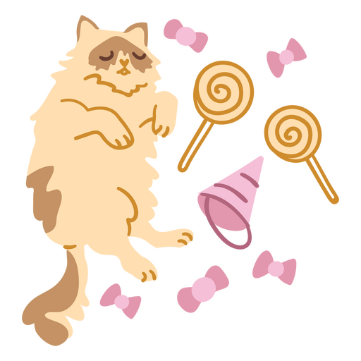 Flache Bonbons für Geburtstagskatzen PNG-Design