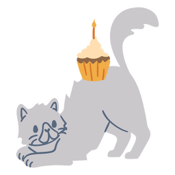 Birthday cat flat cupcake PNG Design Transparent PNG