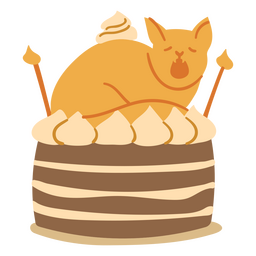 Pastel de cumpleaños gato plano Diseño PNG