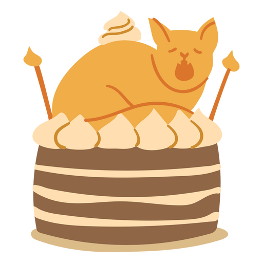 Pastel de cumpleaños gato plano Diseño PNG