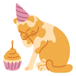 Birthday flat cat cupcake PNG Design