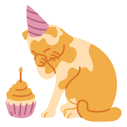 Cupcake de gato plano de cumpleaños Diseño PNG