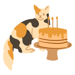 Birthday flat cat cake PNG Design Transparent PNG