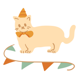 Birthday flat cat decoration PNG Design Transparent PNG