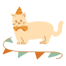 Decoração plana de gato de aniversário Desenho PNG