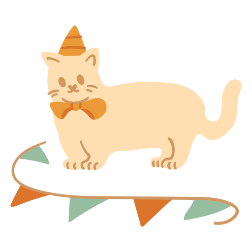 Birthday flat cat decoration PNG Design