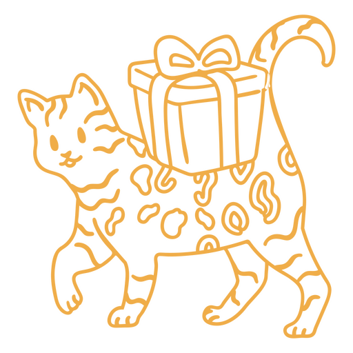 presente de aniversário doodle de gato Desenho PNG