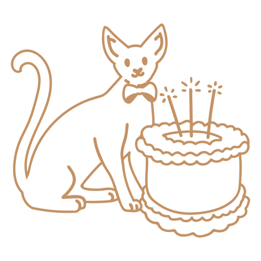 Bolo de aniversário de doodle de gato Desenho PNG