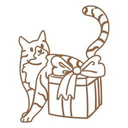 Gato garabato regalo cumpleaños Diseño PNG
