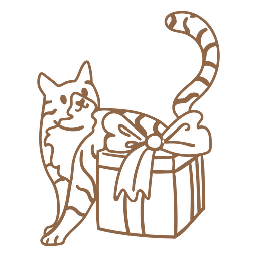 Aniversário de presente de doodle de gato Desenho PNG