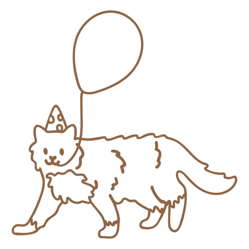 balão de aniversário doodle de gato Desenho PNG