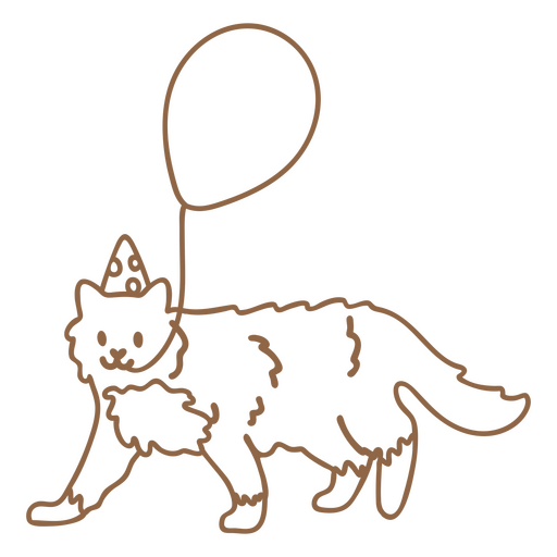 Cat doodle birthday balloon PNG Design