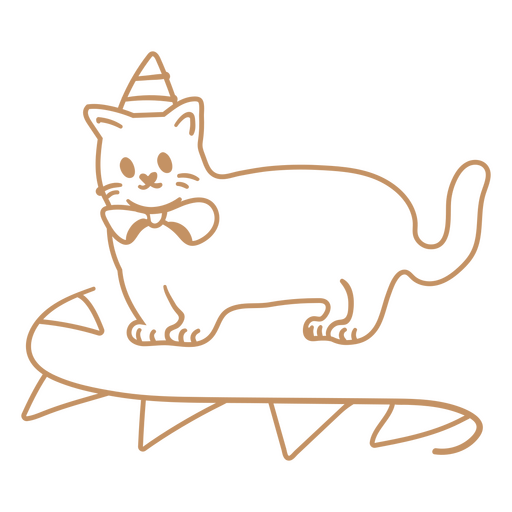 Cat doodle birthday deco PNG Design