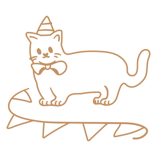 Gato garabato cumpleaños deco Diseño PNG