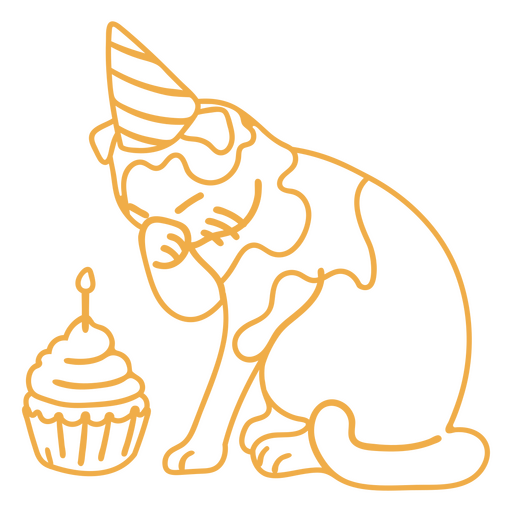 cupcake de aniversário de doodle de gato Desenho PNG