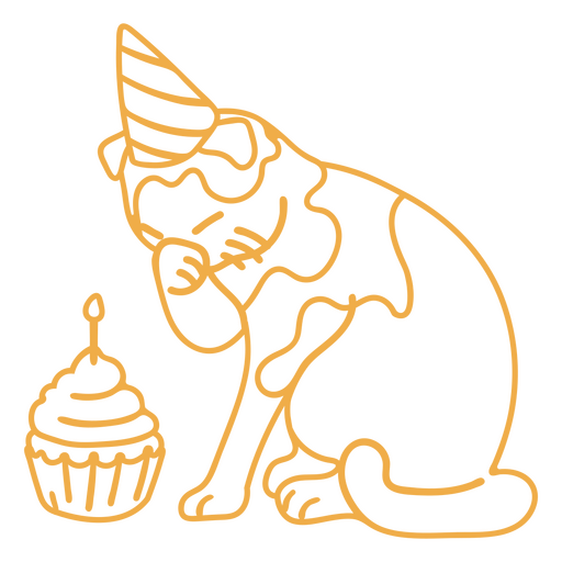 Gato garabato cupcake de cumpleaños Diseño PNG