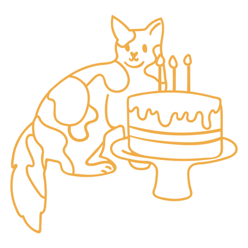 Aniversário de bolo de doodle de gato Desenho PNG