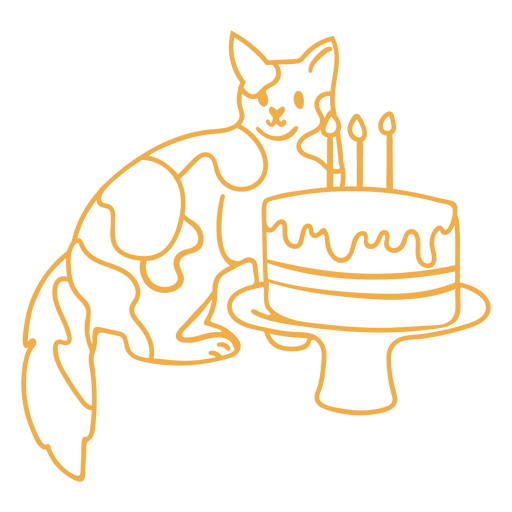 Katze-Doodle-Kuchen-Geburtstag PNG-Design