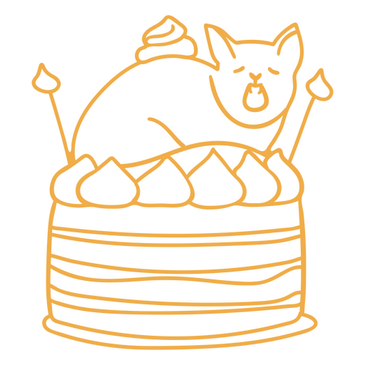 Aniversário de doodle de bolo de gato Desenho PNG