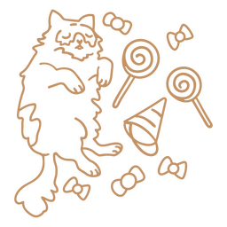 Doces de aniversário de doodle de gato Desenho PNG