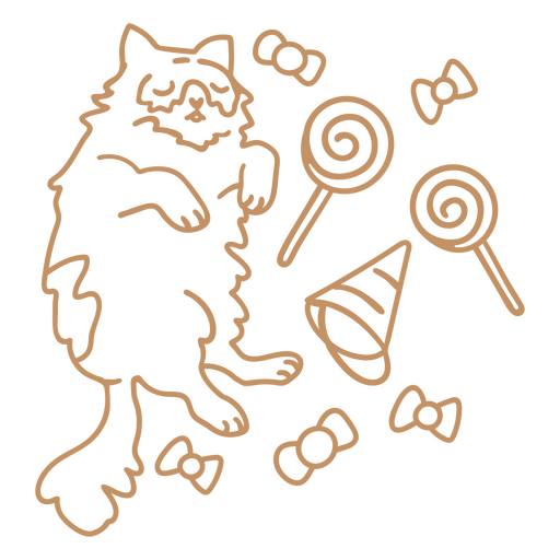 Doces de aniversário de doodle de gato Desenho PNG