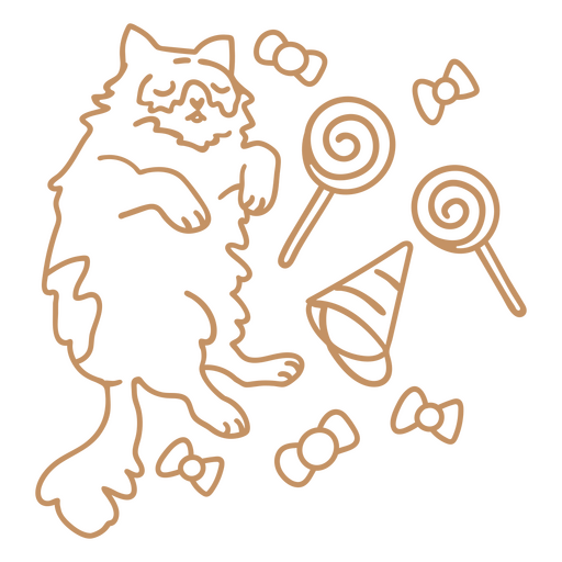 Gato garabato dulces de cumpleaños Diseño PNG