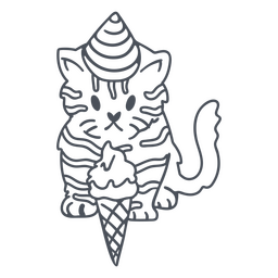 Katzen-Gekritzel-Geburtstags-Eis PNG-Design