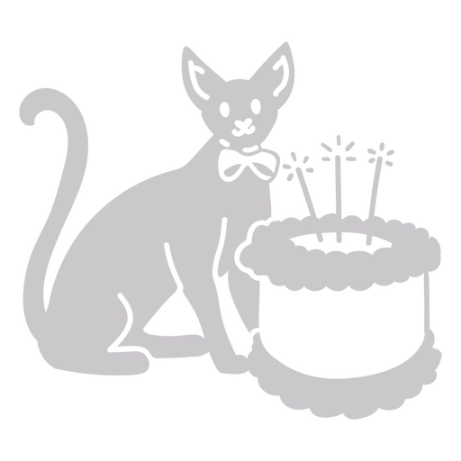 Doodle de gato cortou bolo de aniversário Desenho PNG