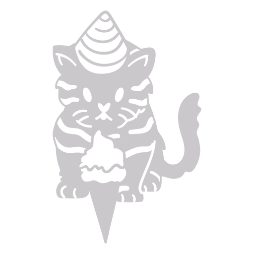 Cat doodle recorta helado de cumpleaños Diseño PNG