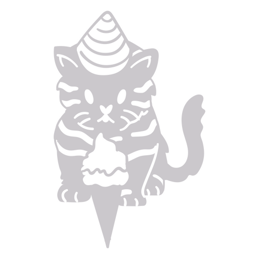 Doodle de gato cortado sorvete de aniversário Desenho PNG