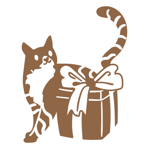 Doodle de gato cortou presente de aniversário Desenho PNG