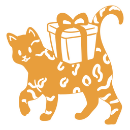 Doodle de gato cortou presente de aniversário Desenho PNG