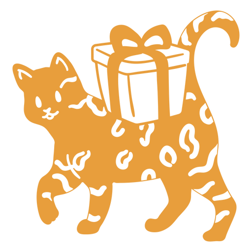 Doodle de gato cortou presente de aniversário Desenho PNG