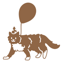 Doodle de gato cortou balão de aniversário Desenho PNG