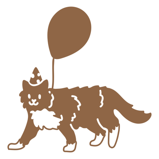 Doodle de gato recorta globo de cumplea?os Diseño PNG
