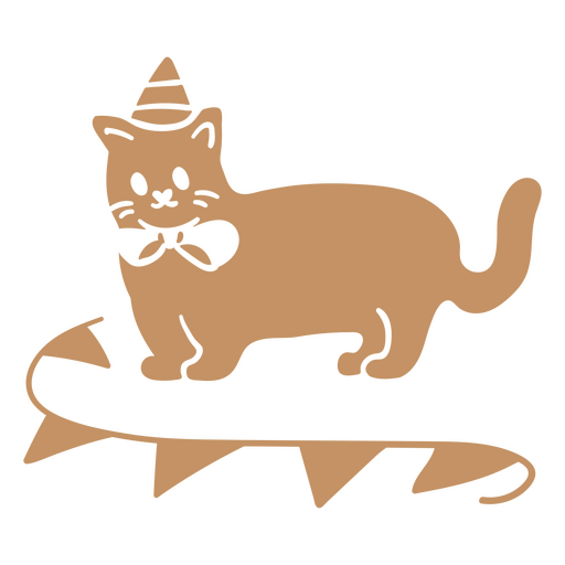 Doodle de gato cortou decoração de aniversário Desenho PNG