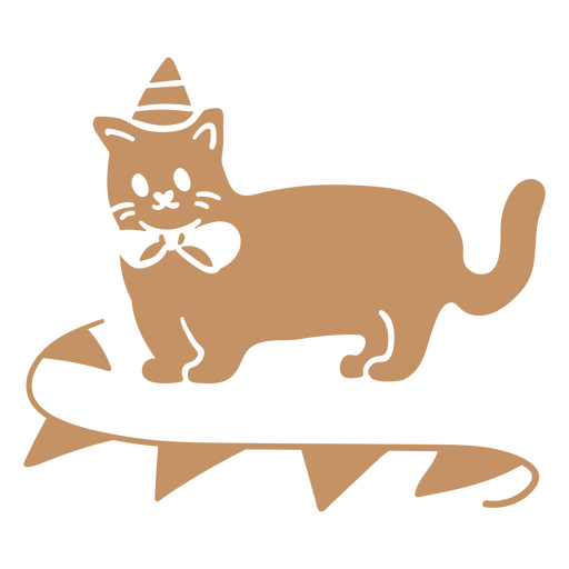Garabato de gato recorta la decoración de cumpleaños Diseño PNG