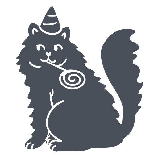Pirulito de aniversário cortado com doodle de gato Desenho PNG