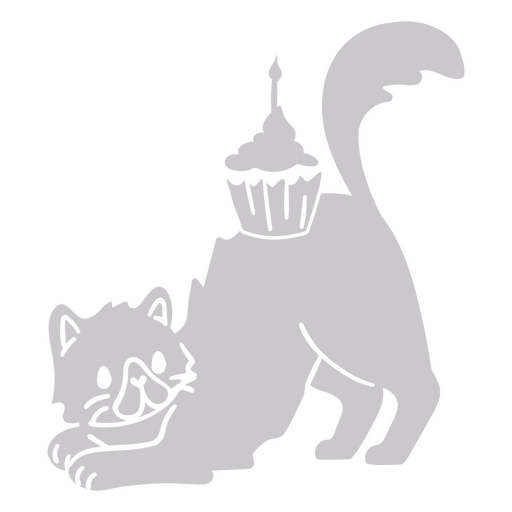 Cat doodle recorta cupcake de cumpleaños Diseño PNG