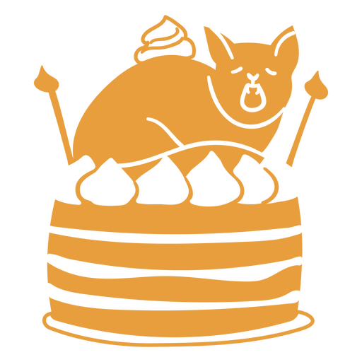 Pastel de gato garabato recortado cumpleaños Diseño PNG
