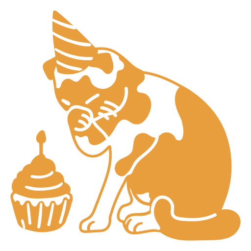 Cat cupcake doodle cut out birthday PNG Design