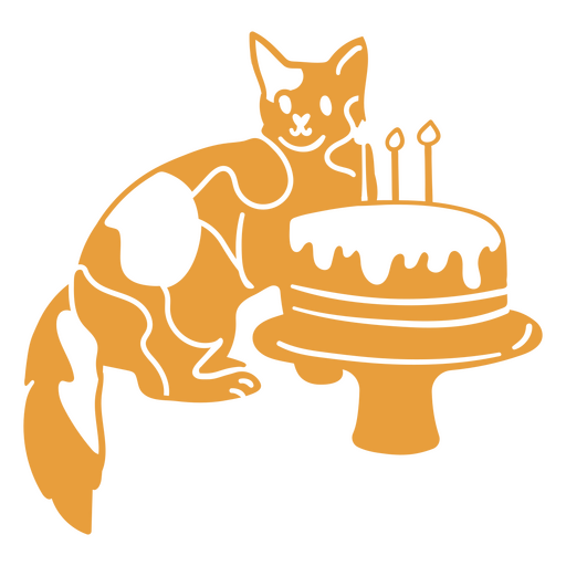 Doodle de gato corta bolo de anivers?rio Desenho PNG